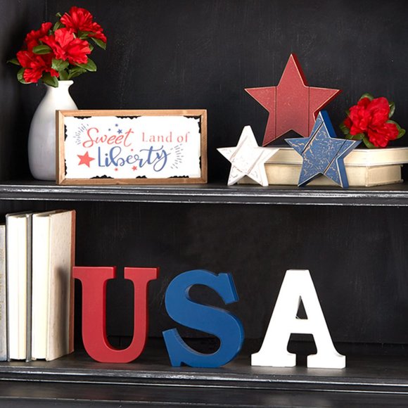 Solid Wood Block USA Letters, Table Top Decor, Home Decor - Picture 3 of 5